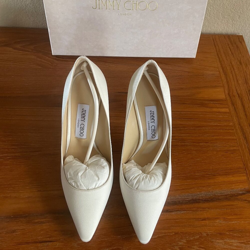 JIMMY CHOO ROMY 100 SATIN IVORY - Picture 6 of 16